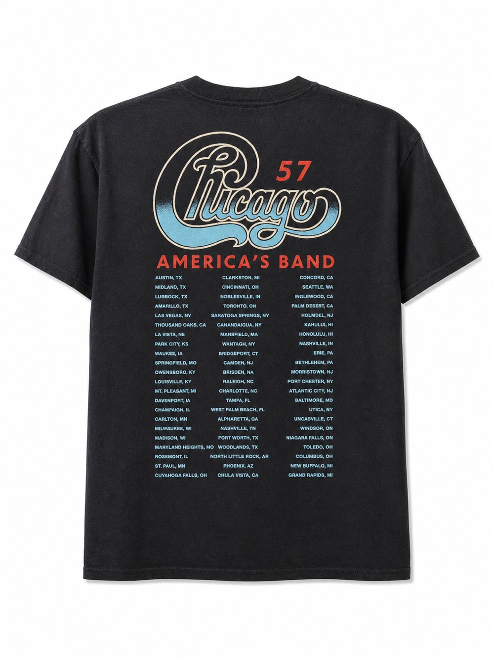 Chicago 57 America’s Band Tour T Shirt Medium Black Graphic Concert Tee